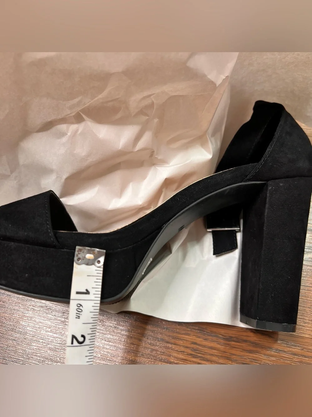 Torrid 4” Platform Tapered Heel in Black Faux Suede with Ankle Strap size 11.5WW